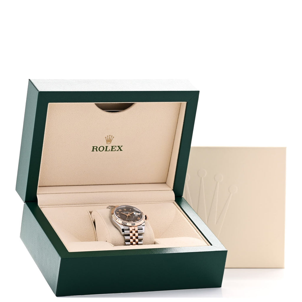 Stainless Steel 18K Everose Gold Diamond 36mm Oyster Perpetual Datejust Watch Slate Roman 126231